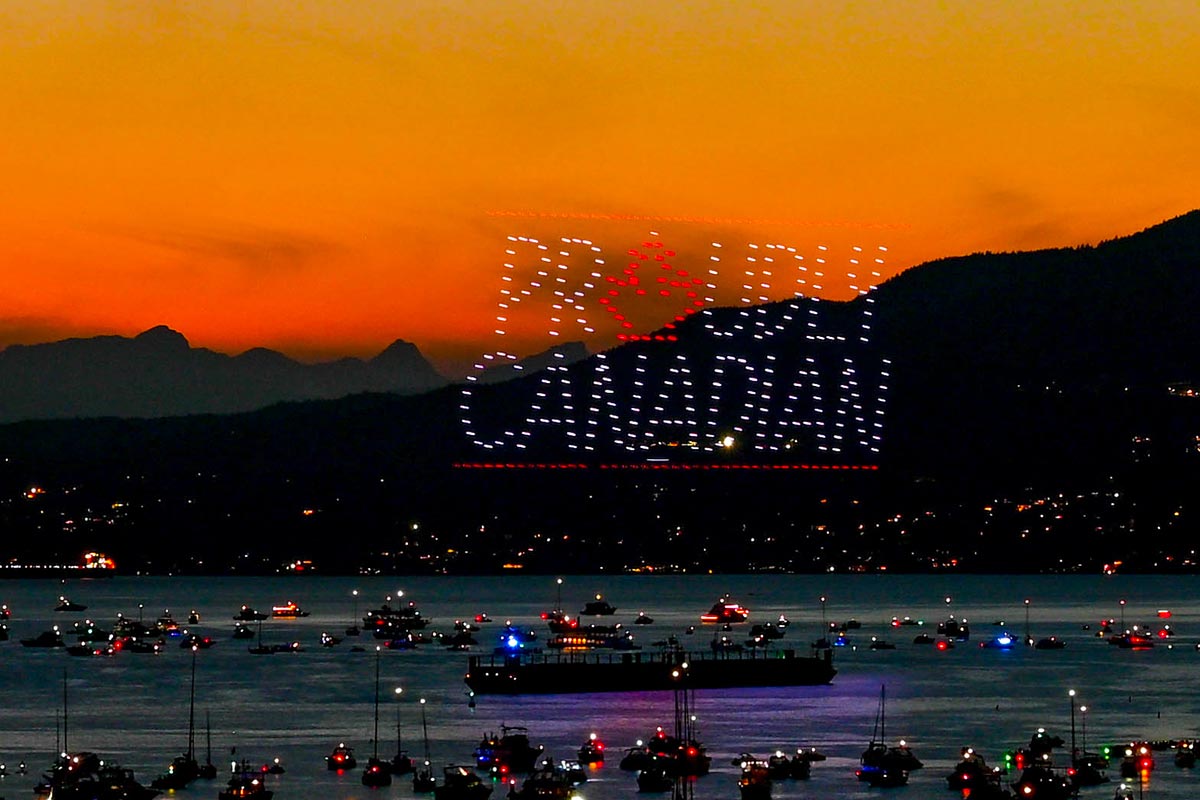 Honda Celebration of Light 2025、BC Honda Dealersによるドローンショー。2025年7月19日、バンクーバー市。Photo by Koichi Saito