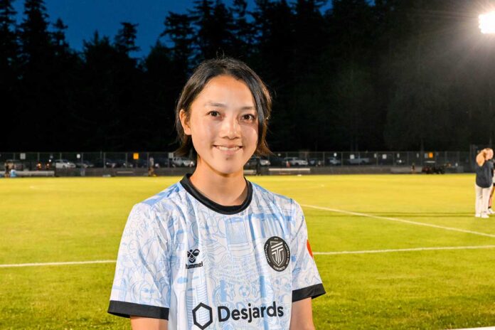 AFCトロントの木﨑あおい選手。バンクーバー・ライズ戦で。2025年7月24日、バーナビー市。Photo by Koichi Saito/Japan Canada Today