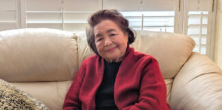 サーロー節子さんインタビュー「22歳から被爆者として語る覚悟」 サーロー節子さん。オンタリオ州トロント市内で。2025年4月1日。撮影 三島直美/日加トゥデイ