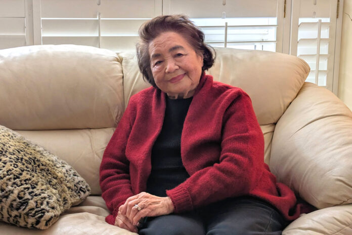 サーロー節子さん。オンタリオ州トロント市内で。2025年4月1日。撮影　三島直美／日加トゥデイ