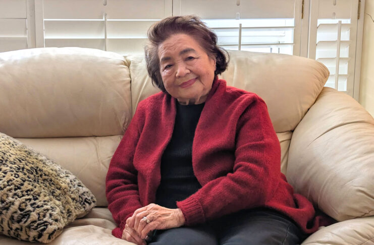 サーロー節子さんインタビュー「22歳から被爆者として語る覚悟」 サーロー節子さん。オンタリオ州トロント市内で。2025年4月1日。撮影 三島直美/日加トゥデイ