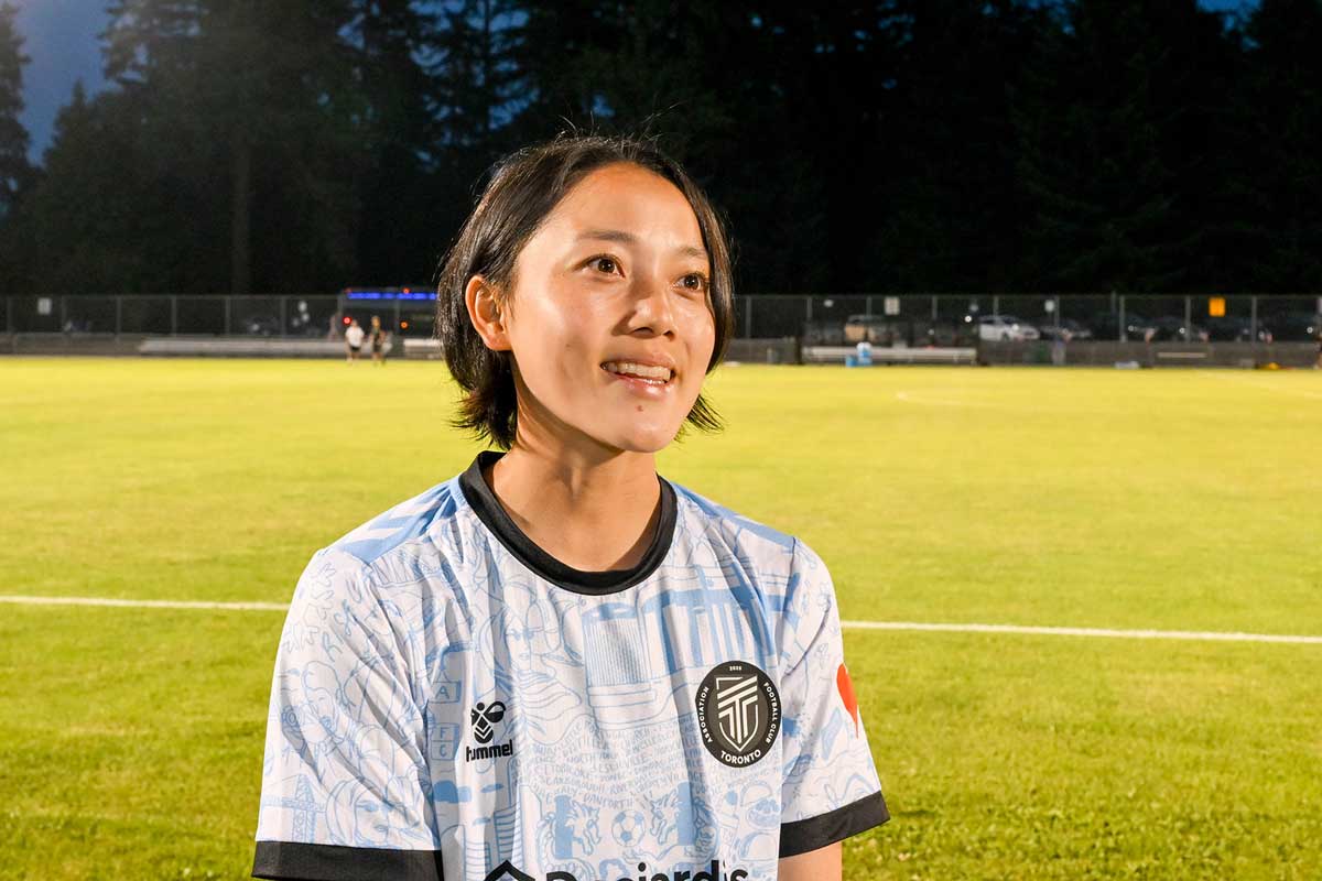AFCトロントの木﨑あおい選手。バンクーバー・ライズ戦で。2025年7月24日、バーナビー市。Photo by Koichi Saito/Japan Canada Today