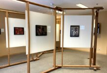 モントリオール植物園日本館で被爆80年展示会「被爆者の体験した記憶を次世代へと引き継ぎたい」 モントリオール植物園日本館で開催されている広島の基町高校の生徒が描いた「原爆の絵」を展示する「Hiroshima – Passing the Torch(Hiroshima – Relayer l’Histoire)」の様子。Photo: Ms. Sonia Dandaneau