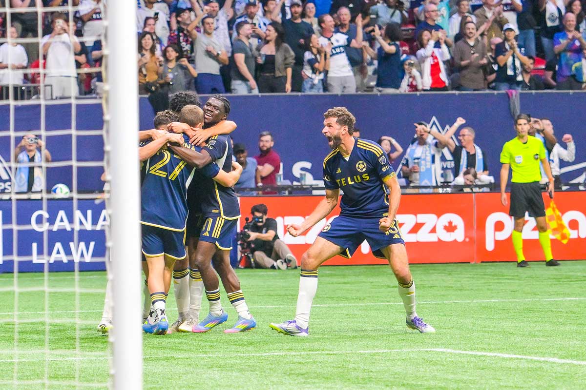 ゴールを決めて雄たけびを上げるミュラー。フィラデルフィア・ユニオン戦。2025年9月13日、BCプレース。Photo by Koichi Saito/Japan Canada Today
