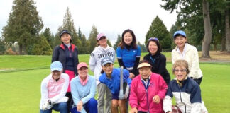 バンクーバーで第54回スーパーレディースゴルフ大会開催 スーパーレディースゴルフ大会2025に参加者で。2025年9月26日、バンクーバー市。写真提供 塩入勝子さん