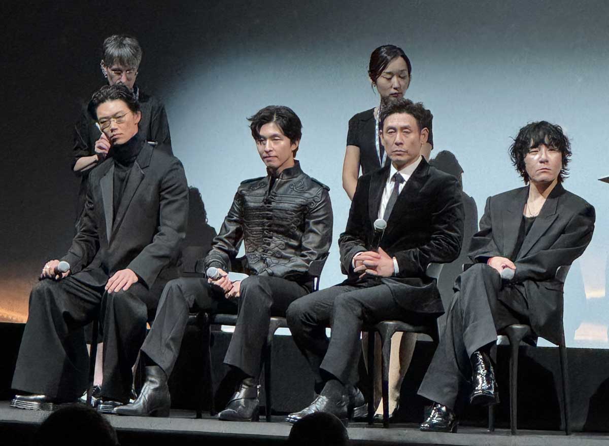TIFF会場で上映後に登壇した「Good News」の（左から）笠松将さん、ホン・ギョンさん、ソル・ギョングさん、ビョン・ソンヒョン監督。笠松将さんは流暢な韓国語で挨拶をしていました！　撮影　Lala