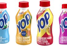 飲むヨーグルト「YOP」プラスチック片混入の恐れでリコール リコールされたYoplait Canada社の飲むヨーグルト「YOP Drinkable Yogurt」。Image from CFIA