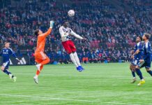 ホワイトキャップス開幕戦白星発進 高丘はクリーンシート 空中戦でも存在感を示すGK高丘。レアル・ソルトレイク戦。2026年2月21日、BCプレース。Photo by Koichi Saito/Japan Canada Today