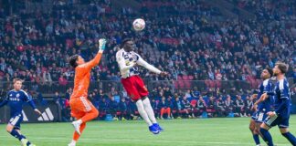 ホワイトキャップス開幕戦白星発進 高丘はクリーンシート 空中戦でも存在感を示すGK高丘。レアル・ソルトレイク戦。2026年2月21日、BCプレース。Photo by Koichi Saito/Japan Canada Today