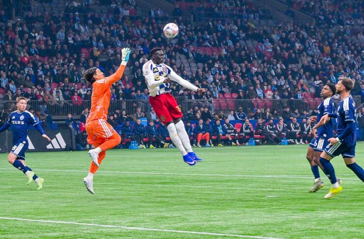 ホワイトキャップス開幕戦白星発進 高丘はクリーンシート 空中戦でも存在感を示すGK高丘。レアル・ソルトレイク戦。2026年2月21日、BCプレース。Photo by Koichi Saito/Japan Canada Today