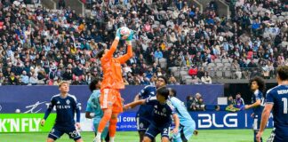 ホワイトキャップス圧勝、GK高丘は今季3度目のクリーンシート 冷静な判断でゴールを死守するGK高丘。ミネソタ・ユナイテッドFC戦。2026年3月15日、BCプレース。Photo by Koichi Saito/Japan Canada Today
