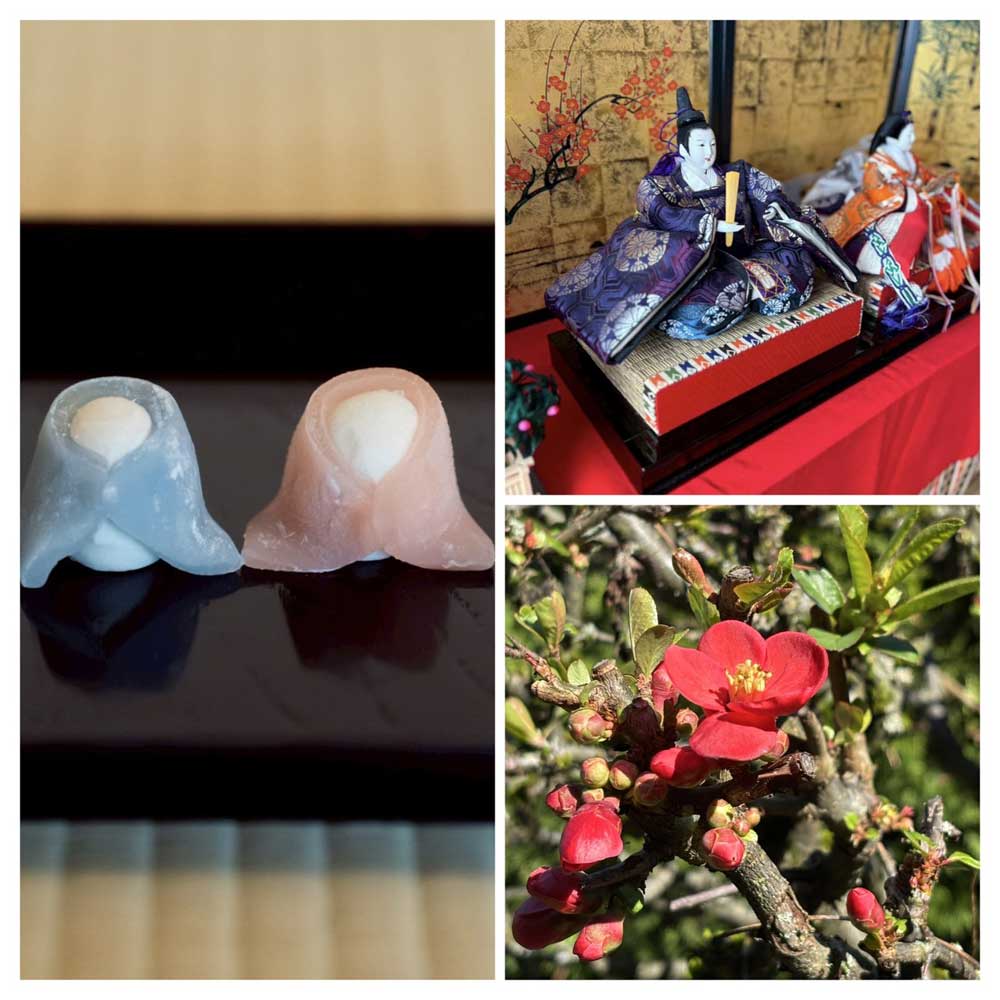 「ひな祭り茶会で飾られた雛人形、お菓子は上生菓子『雛』」BY HARUKA