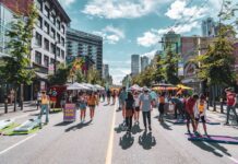 バンクーバーダウンタウン・グランビルストリートがW杯期間中歩行者天国に W杯期間中のバンクーバー市ダウンタウン・グランビルストリート歩行者天国イメージ画像。Image by the City of Vancouver