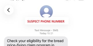 「パン集団訴訟」「牛乳集団訴訟」和解金の詐欺テキストに注意 カナダ不正対策センターがXに紹介した偽テキスト。Image from X by Canadian Anti-Fraud Centre