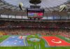 トロント、バンクーバーでもW杯開幕 カナダ代表初戦は引き分け バンクーバーでの初戦となったオーストラリア対トルコの試合前。2026年6月13日、バンクーバー市BCプレース。撮影 三島直美/日加トゥデイ