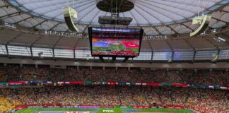 トロント、バンクーバーでもW杯開幕 カナダ代表初戦は引き分け バンクーバーでの初戦となったオーストラリア対トルコの試合前。2026年6月13日、バンクーバー市BCプレース。撮影 三島直美/日加トゥデイ