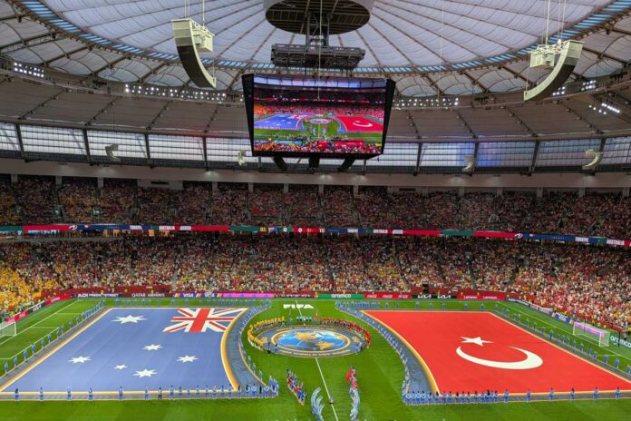 WorldCup2026_AUSvsTUR_2026-6-13 バンクーバーでの初戦となったオーストラリア対トルコの試合前。2026年6月13日、バンクーバー市BCプレース。撮影 三島直美/日加トゥデイ