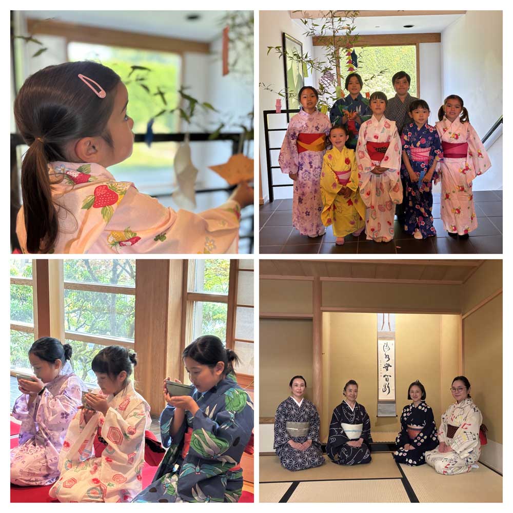 七夕まつり「🎋キッズ茶会」東漸寺にて　参加した子供達と着付有志の皆さま By コナともこ