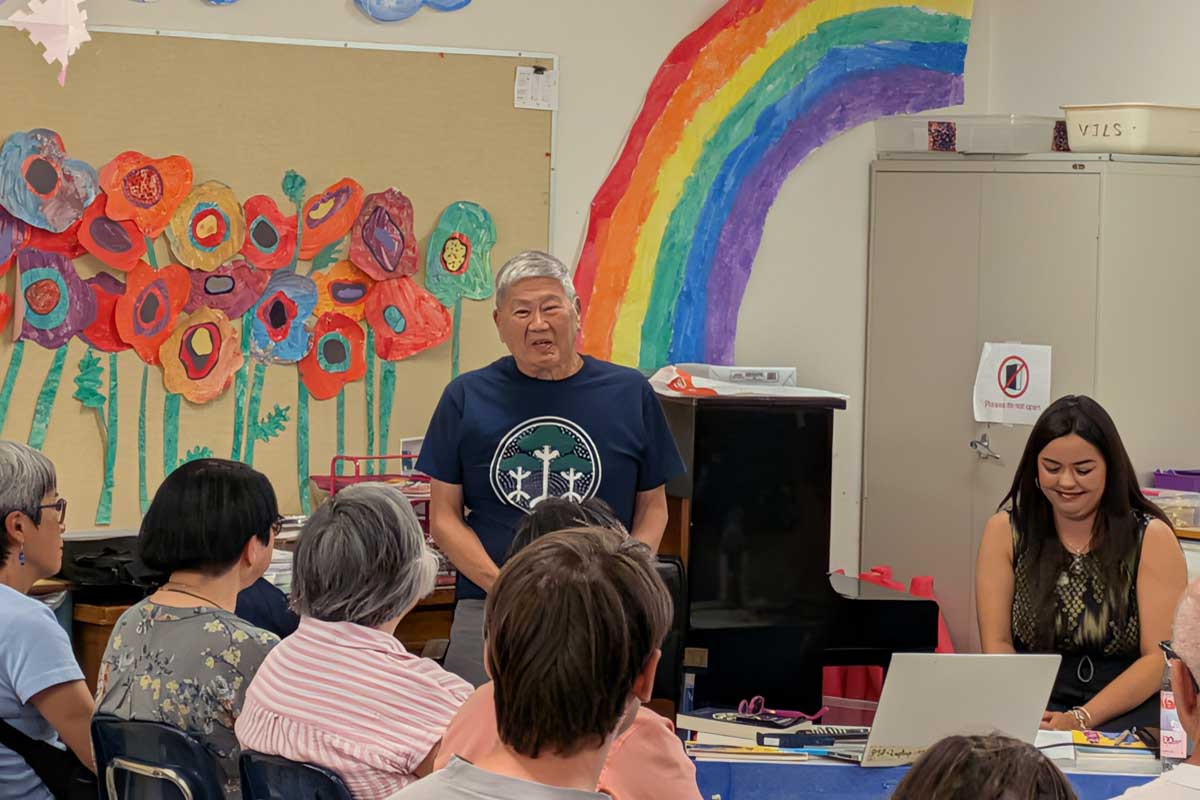 日系カナダ人リドレス運動の末に連邦政府の謝罪と補償の合意書に署名した当時のNAJC会長だったアート・ミキさんのワークショップ。2026年8月1日、バンクーバー市。撮影 日加トゥデイ