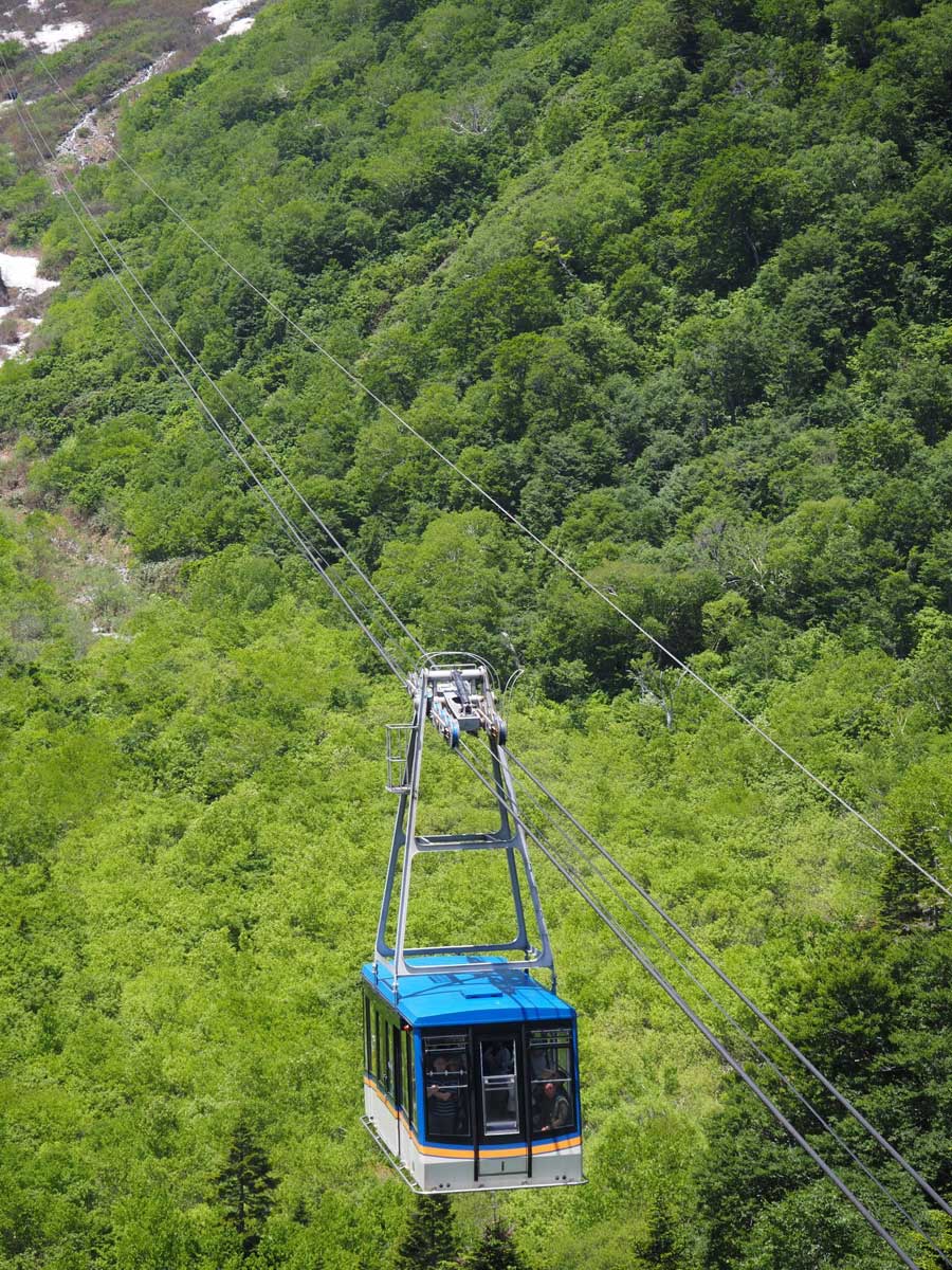立山黒部アルペンルートのワンスパン方式のロープウエー「立山ロープウェイ」(大塚圭一郎撮影)